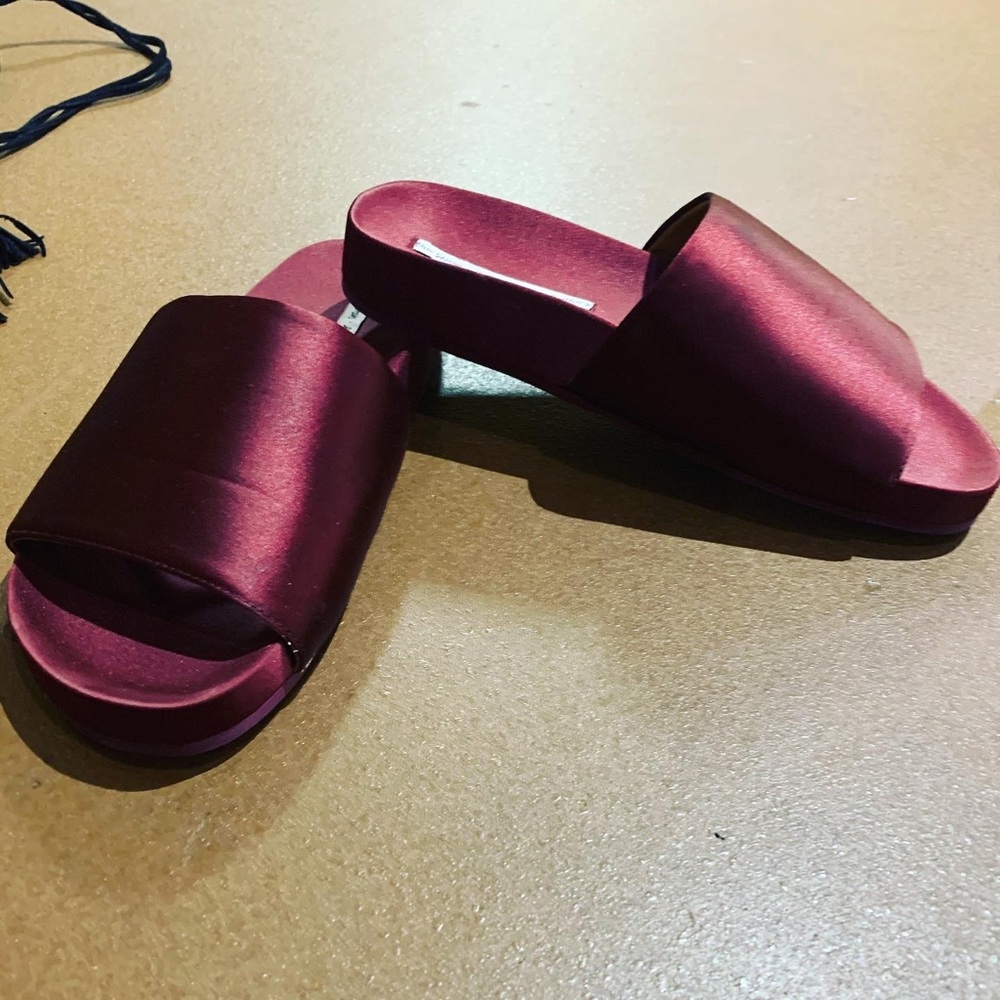 & other stories burgundy satin sandals